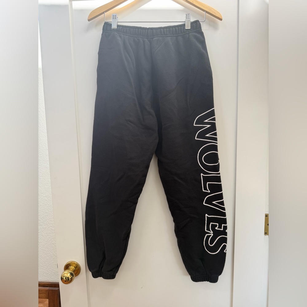 Darc Sport Black Sweats with White Wolves Print